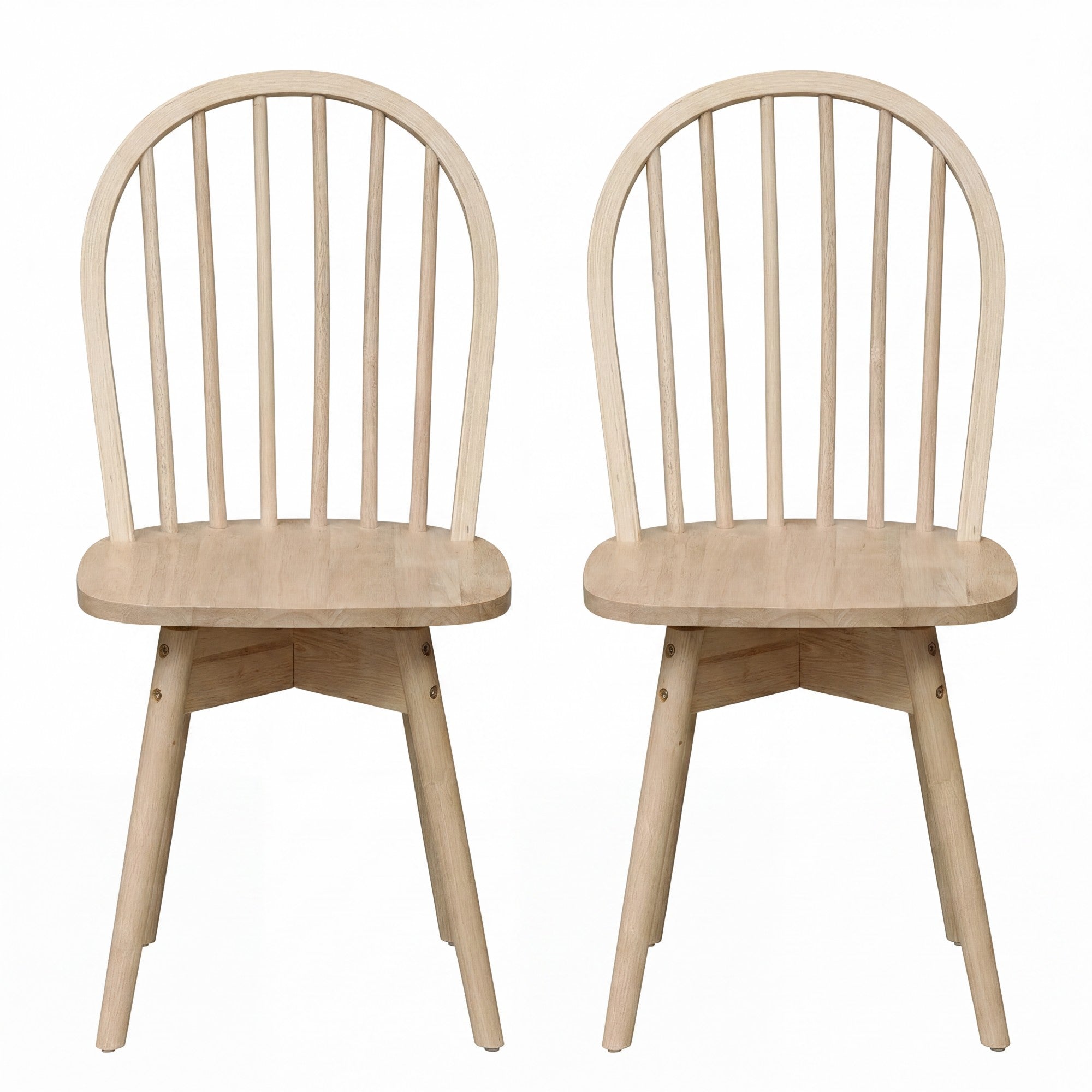ELLEGNT 2 PCS Farmhouse Spindle Swivel Dining Chairs-Solid Rubber Wood for Kitchen Island or Dining Table, Natural