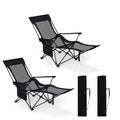 ELLEGNT 2 PCS Detachable Footrest Camping Chair-4?Position Reclining Backrest, Lounge Chair with Carrying Bag, Black