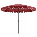ELLEGNT Crank Tilt 10 FT Patio Umbrella-Vented Top, 8 Ribs, Ruffles, Red