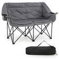 ELLEGNT Camping Chair for Two-Includes Cup Holders, Glass Racks, Mesh Pockets and Carry Bag, Gray