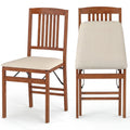 ELLEGNT 2 PCS Rubber Wood Folding Chairs -Padded Seat, Space?Saving Design for Dining Room