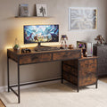 ELLEGNT Home Office Desk with 5 Drawers-51 Inch, Reversible Drawer Design, Rustic Brown