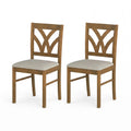 ELLEGNT Set of 2 Wooden Dining Chairs with Hollowed Backrest-Rubber Wood Frame Kitchen Chairs Oak + Light Brown