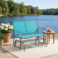 ELLEGNT 2?Person Glider-Rocking Bench Loveseat for Patio or Garden, Turquoise