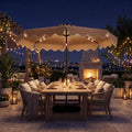 ELLEGNT Solar LED 10 FT Patio Umbrella-Includes 32 Lights, Weighted Base, Sandbags, Brown