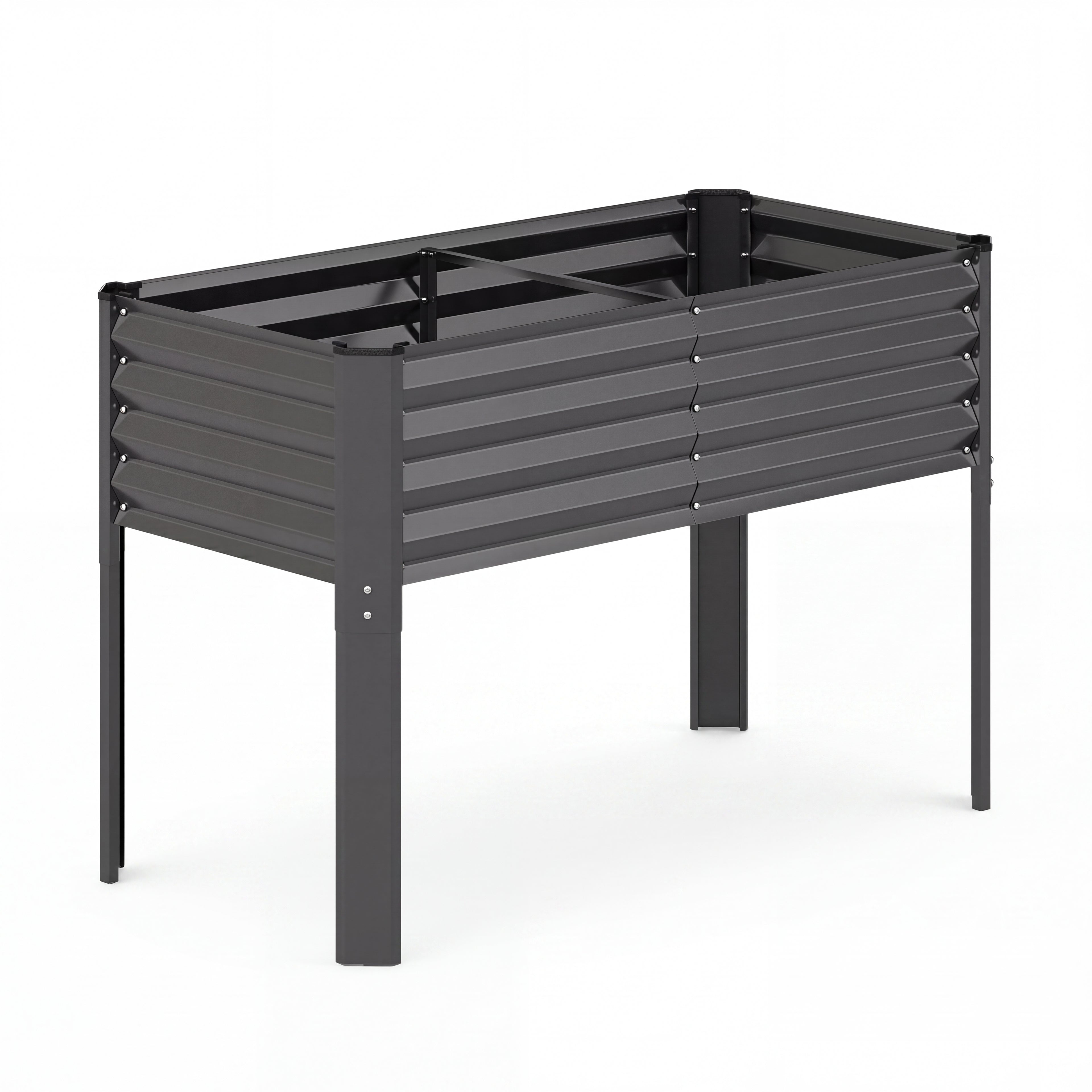 ELLEGNT 1 PCS Metal Raised Garden Bed-Galvanized Planter Box with Legs, Elevated for Vegetables, Gray