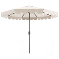 ELLEGNT Crank Tilt 10 FT Patio Umbrella-Vented Top, 8 Ribs, Ruffles, Beige