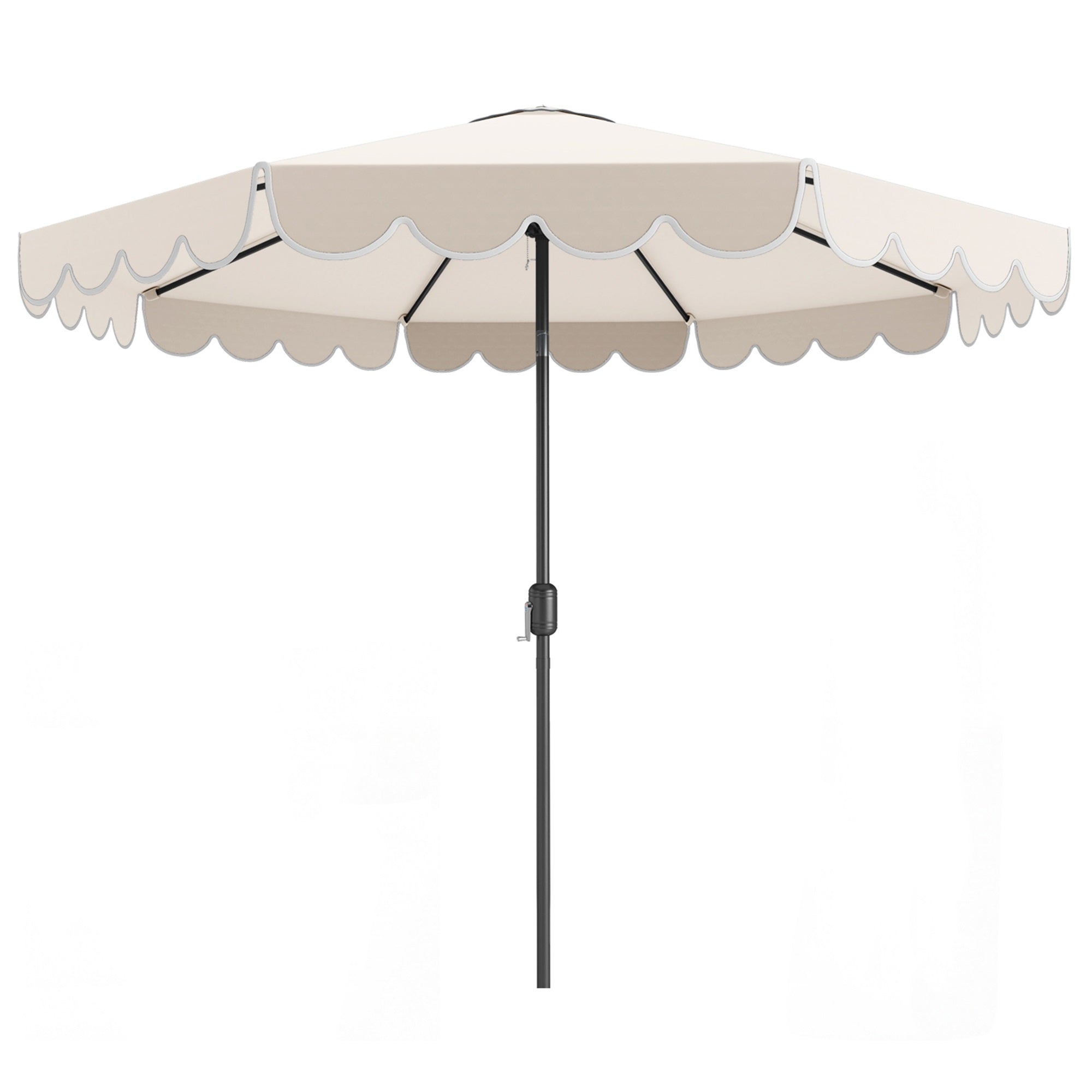 ELLEGNT Crank Tilt 10 FT Patio Umbrella-Vented Top, 8 Ribs, Ruffles, Beige