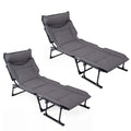 ELLEGNT 2 PCS 3?in?1 Folding Camp Cot-Mattress, 6?Position Backrest, Pillow, Armrest for Camping, Gray