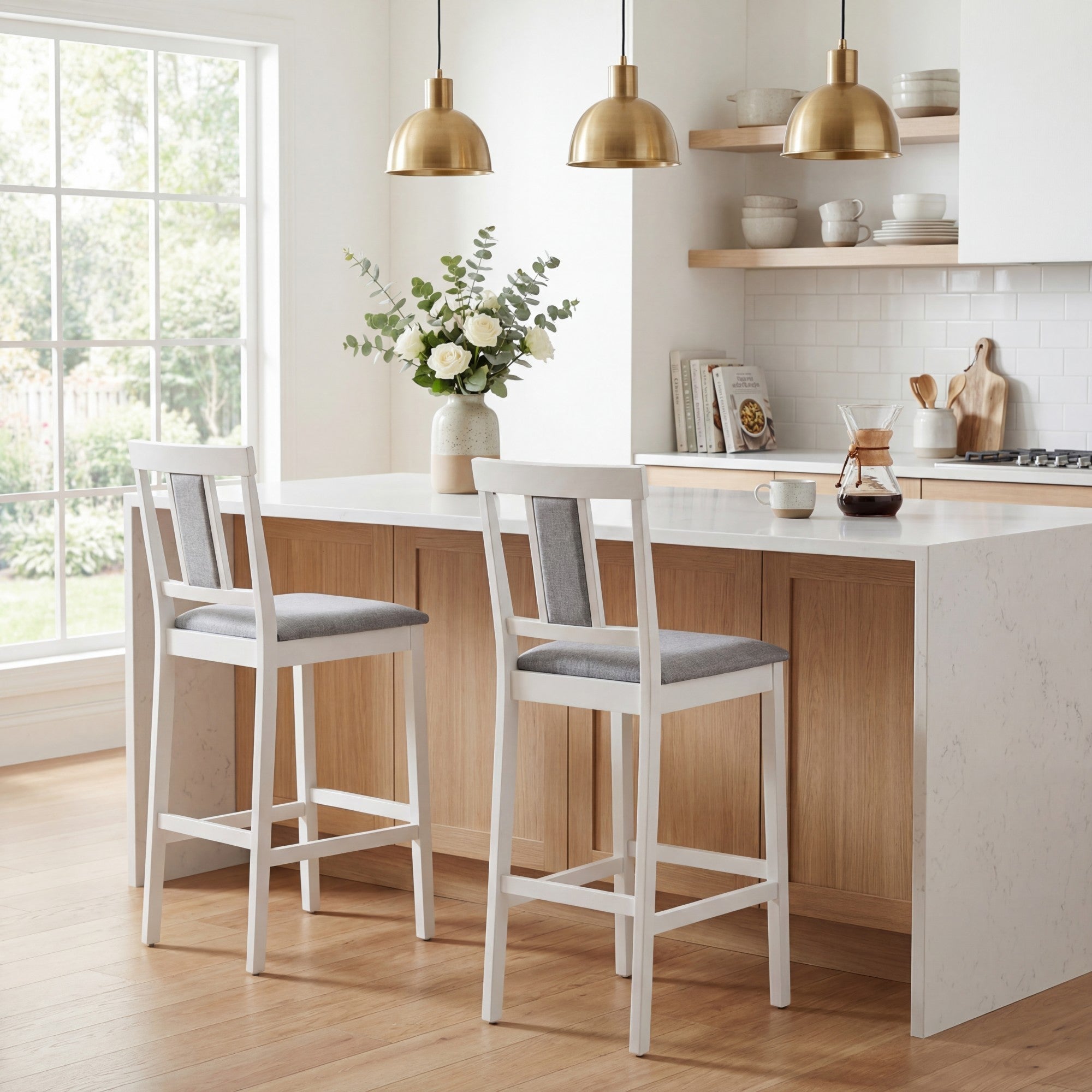 ELLEGNT 29.5 in Upholstered Bar Stools Set of 2-Modern Bar Height Chairs for Kitchen Island, Pub Table, or Home Bar