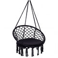 ELLEGNT Boho Swing Chair-Round Cushion Hammock Seat for Indoor and Outdoor Black