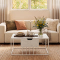ELLEGNT Modern Lift Top Coffee Table-Accent Tea Table and Center Table for Living Room, White