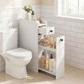 ELLEGNT Bathroom Storage Cabinet on Rolling Wheels-Slim Design, Slide-Out Drawer, Spacious Top, White
