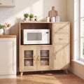 ELLEGNT 3?Door Kitchen Sideboard Cabinet-36 in Wide, with Open Compartment and 2 Drawers, Buffet Storage, Natural