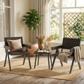 ELLEGNT 3 PCS Patio Rattan Chair Set-Quick?Dry Foam Padding, Outdoor Wicker Furniture