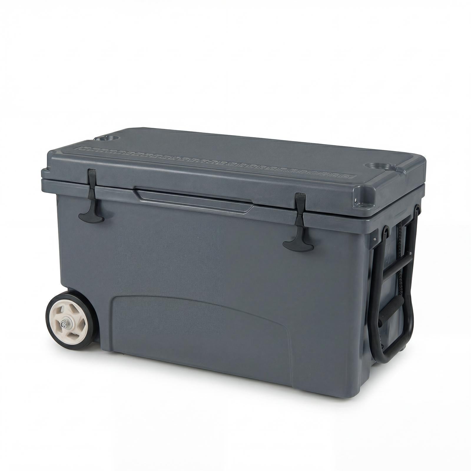 ELLEGNT 75 Quart Rolling Hard Cooler with 6-Day Ice Retention-Portable Insulated Cooler for Camping, Tailgating, or Beach Gray