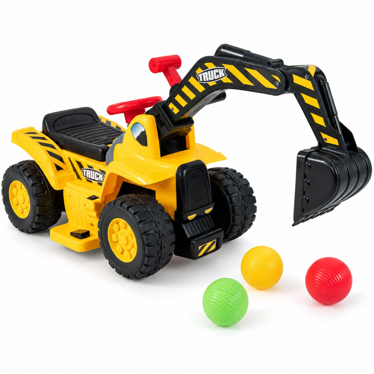 ELLEGNT 6V Kids Ride On Excavator Pull Cart with Horn and Sound Effects, Storage, Ages 2+