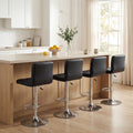 ELLEGNT 4 PCS Adjustable Swivel Bar Stools-Faux Leather, Back and Footrest for Kitchen and Home Bar, Black