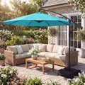 ELLEGNT 10 FT Offset Cantilever Umbrella-Hanging Patio Umbrella with Base, 360¡ã Swivel, Turquoise