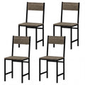 ELLEGNT 4 PCS Wide Seat Dining Chairs with Slanted Back, Metal Legs for Living Room, Gray