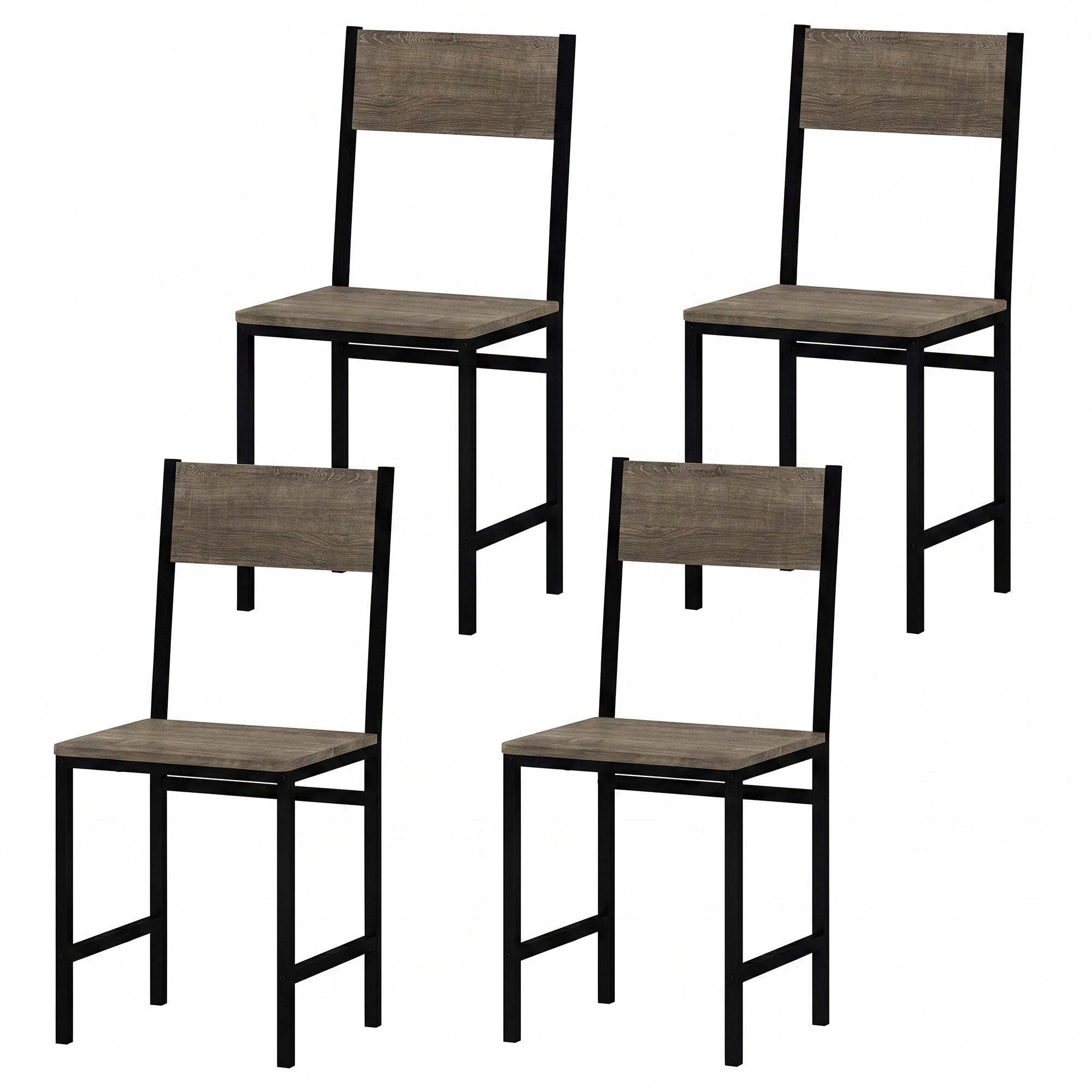ELLEGNT 4 PCS Wide Seat Dining Chairs with Slanted Back, Metal Legs for Living Room, Gray