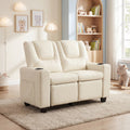 ELLEGNT 2-Seater Kids Recliner-Adjustable Back, Cup Holders and Side Pockets Beige