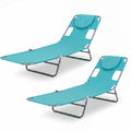 ELLEGNT 2 PCS 5?Position Adjustable Backrest Folding Lounge Chair-Patio Tanning Chair for Beach or Garden, Mint Green
