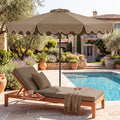 ELLEGNT 2?Tier Market Table Umbrella for Patio-9 ft Sun?Protective Canopy, Brown