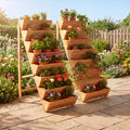 ELLEGNT 2 PCS 8?Tier Vertical Planter with Legs-Raised Garden Bed for Growing Vegetables, Flowers, Herbs, Orange