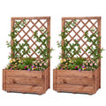 ELLEGNT 2 PCS Wooden Raised Planter-40 in Tall with Lattice Trellis, for Climbing Vines and Flowers, Orange
