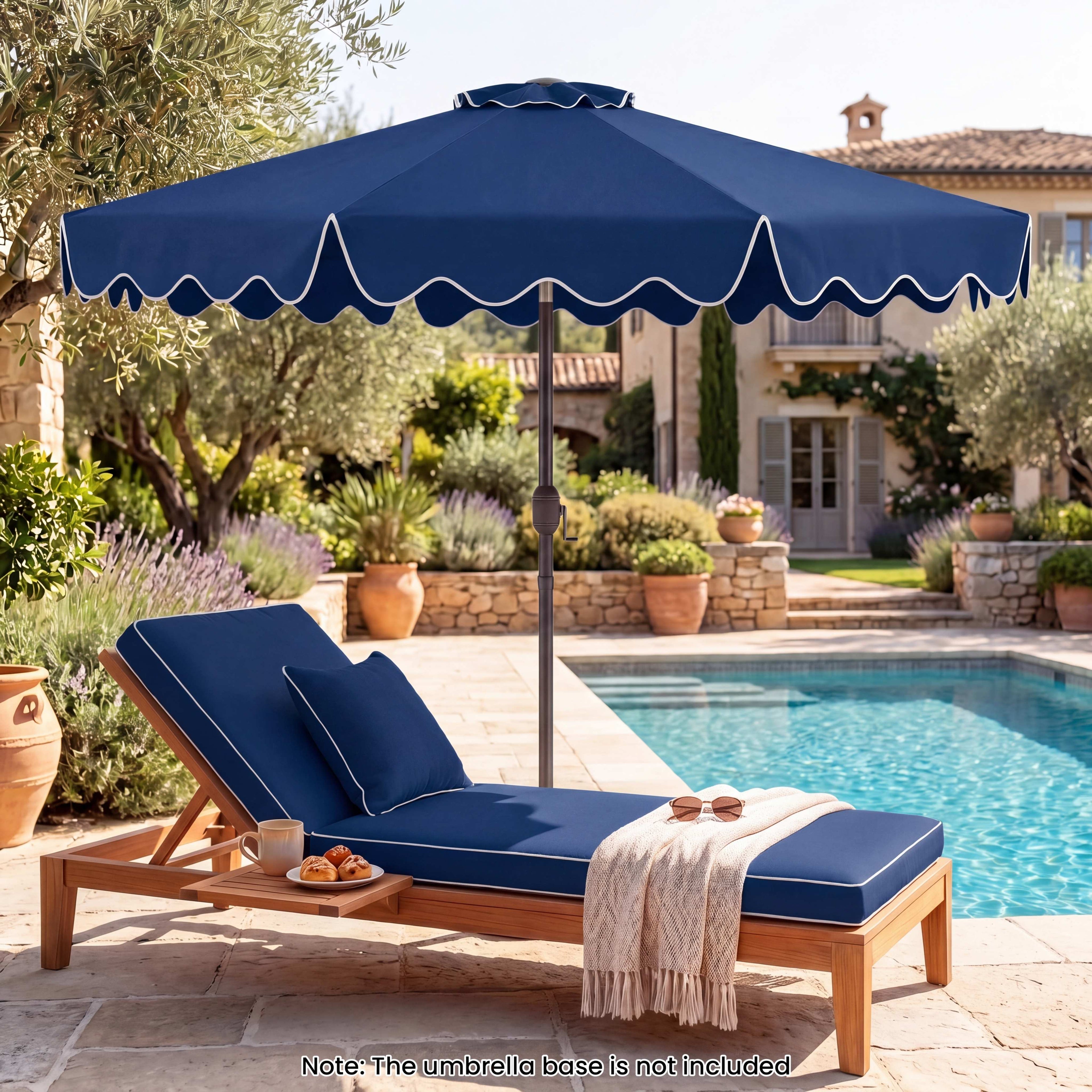 ELLEGNT 2?Tier Market Table Umbrella for Patio-9 ft Sun?Protective Canopy, Navy