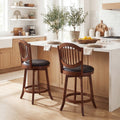 ELLEGNT 2 PCS 25 in Swivel Barstools-Counter Height with Backrest, Wood Frame, for Kitchen Island Espresso and Black