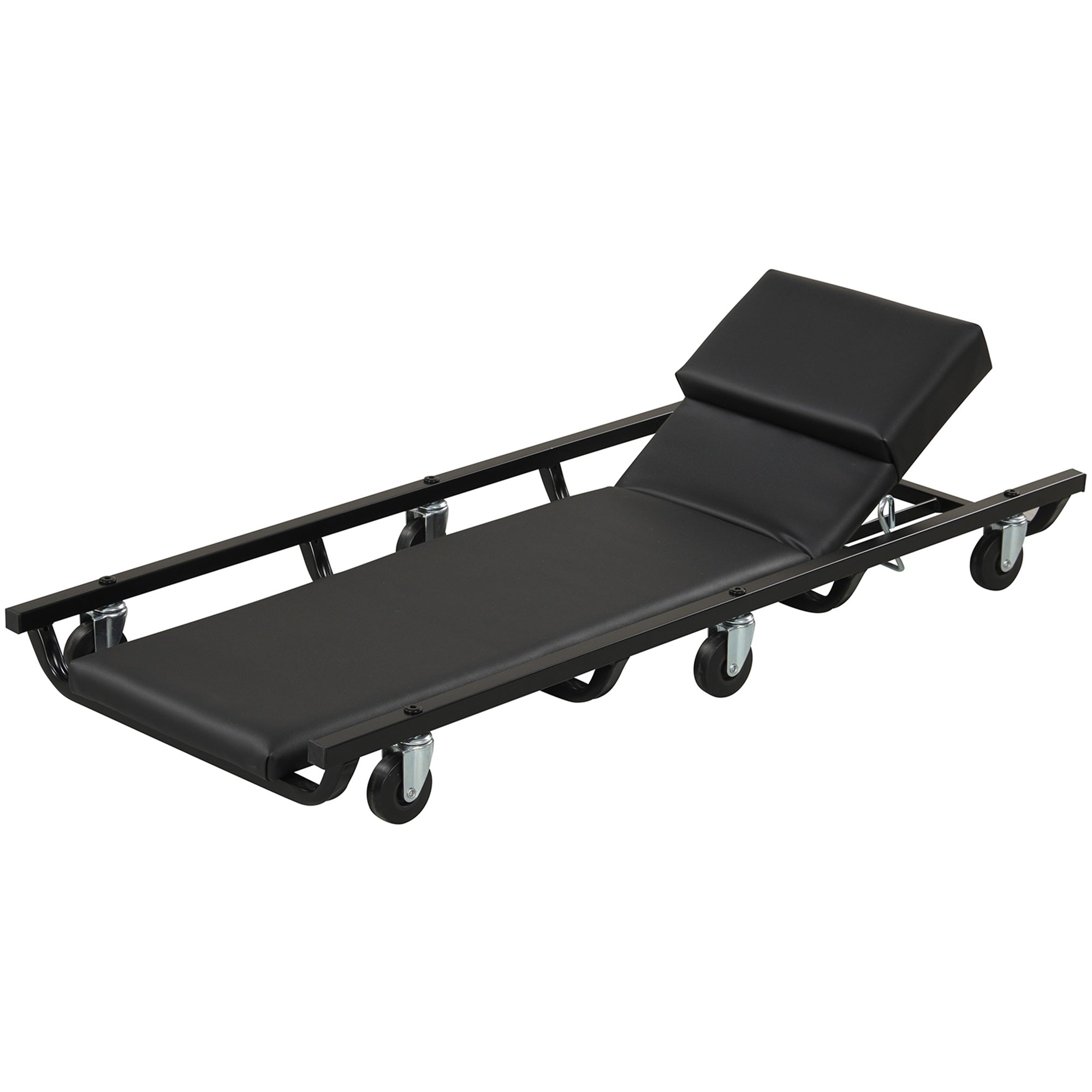 ELLEGNT Padded Rolling Creeper Cart-40 Inch with Adjustable Backrest and Headrest for Mechanics, Black