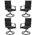 ELLEGNT 4 PCS Ergonomic High Back Patio Swivel Chairs -Padded Outdoor Dining Chairs for Comfortable Seating Black