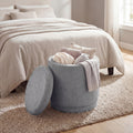 ELLEGNT Round Storage Ottoman-Removable Lid, 400 LBS Foot Rest,Gray