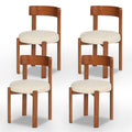ELLEGNT 4 PCS Modern Teddy Fleece Dining Chairs-Curved Backrest, Round Upholstered Seat for Home or Restaurant