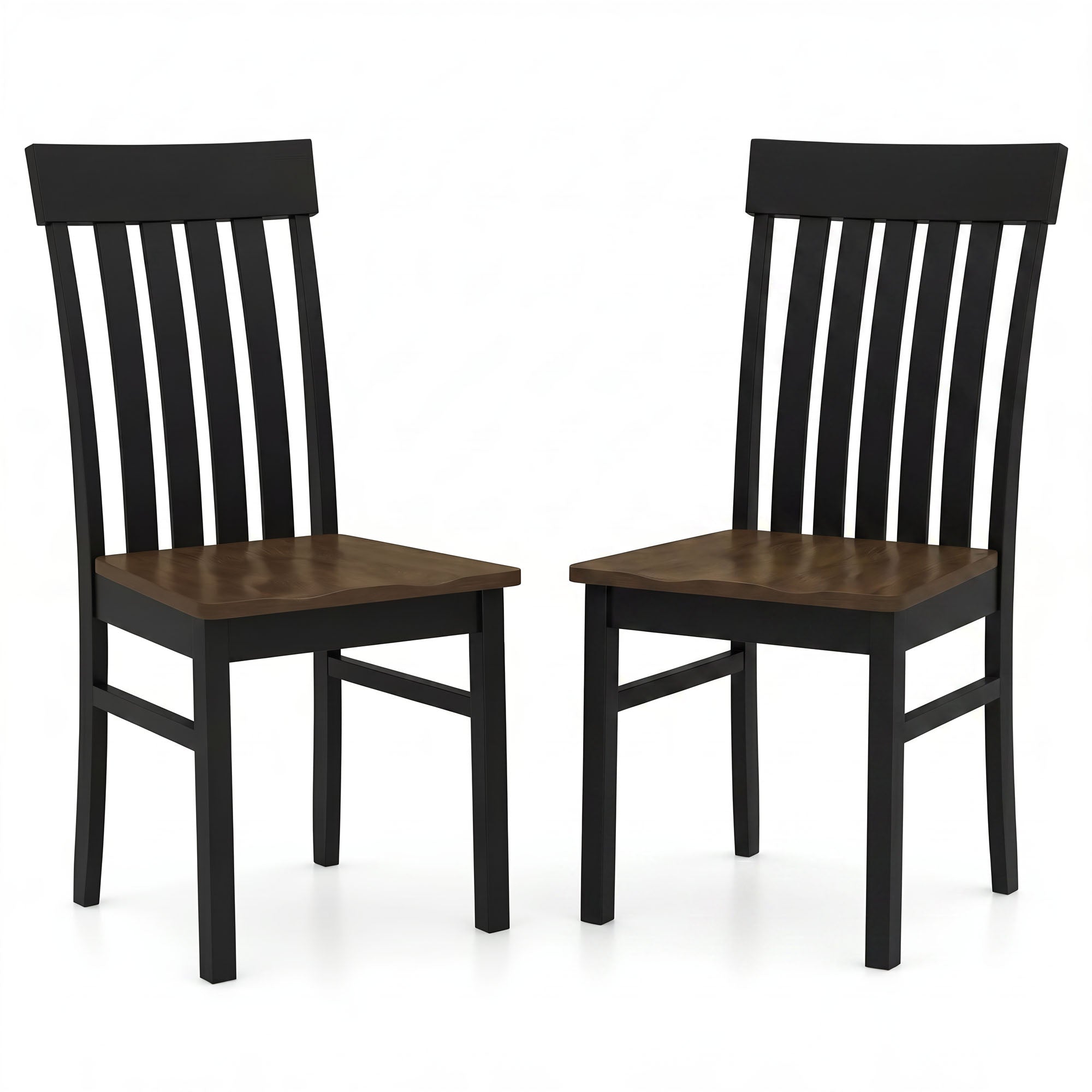 ELLEGNT 2 PCS Wooden Dining Chairs-Hollow Backrest and Comfortable Wood Seat for Dining Room, Black