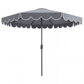 ELLEGNT Crank Tilt 10 FT Patio Umbrella-Vented Top, 8 Ribs, Ruffles, Gray