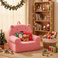 ELLEGNT Kids Bear Foam Sofa-Toddler Couch with Soft Fleece Cover for Playroom Pink