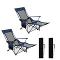 ELLEGNT 2 PCS Detachable Footrest Camping Chair-4?Position Reclining Backrest, Lounge Chair with Carrying Bag, Blue
