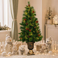 ELLEGNT 5 ft Pre Lit Potted Christmas Tree for Home Porch Entryway Green