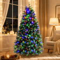 ELLEGNT 6 FT Prelit Snowy Artificial Christmas Tree, Hinged, LED, Pine Cones, Berries