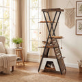 ELLEGNT 73 in Multi-level Cat Tower with Elevated Perch and Large Condo-Wooden Cat Tree with Dangling Balls, Brown