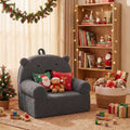 ELLEGNT Kids Bear Foam Sofa-Toddler Couch with Soft Fleece Cover for Playroom Gray