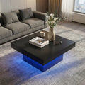 ELLEGNT LED Coffee Table with Remote Control-LED Lights, Adjustable Brightness and Speed, Modern Coffee Table for Living Room, Black