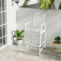 ELLEGNT HDPE Bar Stool 30 in-Outdoor Height Chair with Armrests and Footrest, All-Weather White for Patio