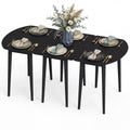 ELLEGNT 6-8 Person Extendable Dining Table Set - 2 Half-Round & 1 Rectangular Tables, Black