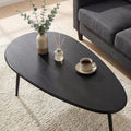 ELLEGNT Oval Coffee Table,Mid-Century Modern Center Table with Sturdy Metal Frame, Compact Retro Sofa Table for Living Room, Dark