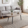 ELLEGNT Oval Coffee Table,Mid-Century Modern Center Table with Sturdy Metal Frame, Compact Retro Sofa Table for Living Room, Gray
