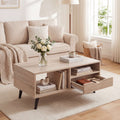 ELLEGNT Coffee Table with Storage Drawer and Open Shelves-Rustic Rectangle Center Table for Living Room, Natural